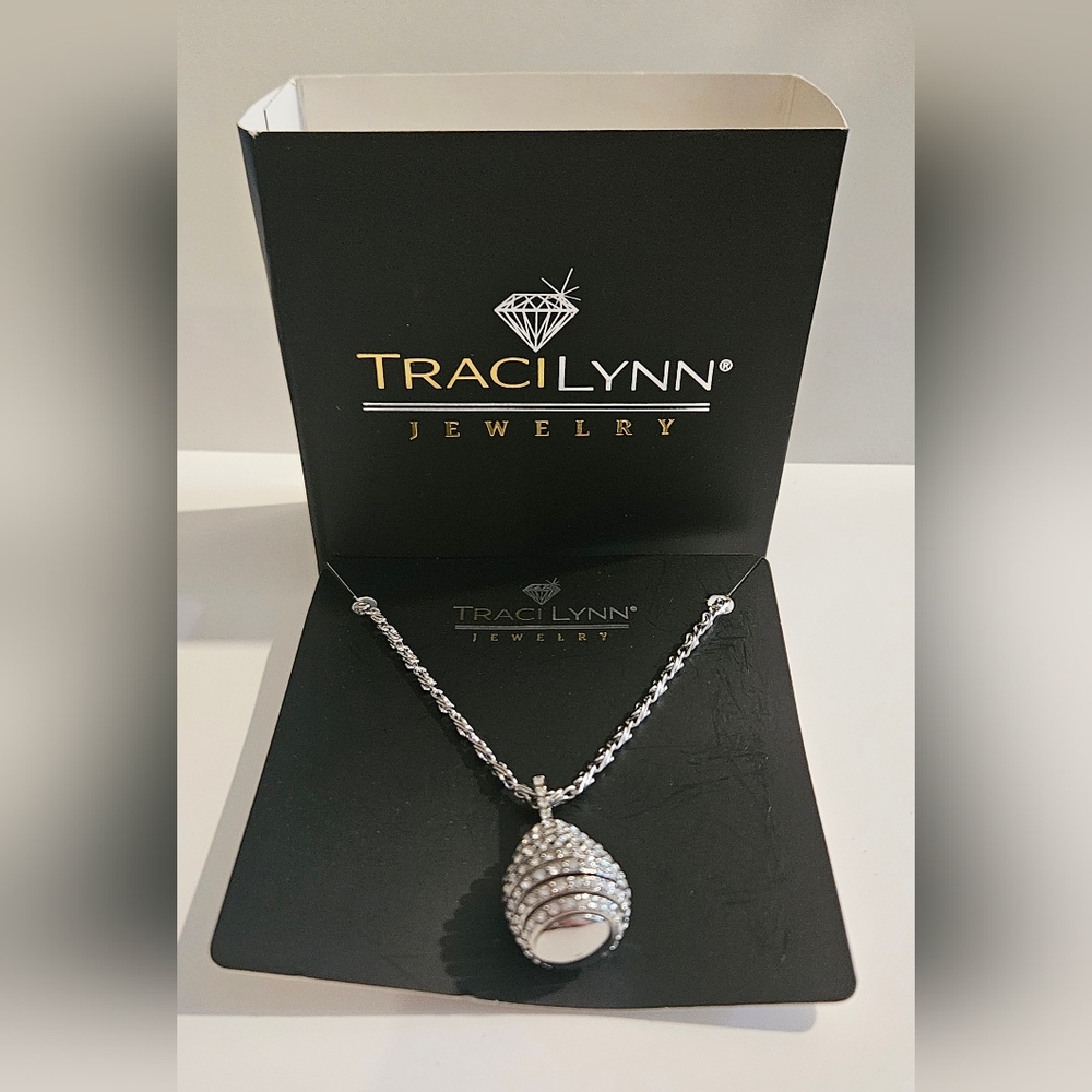 Traci Lynn Silver Necklace with Teardrop Pendant